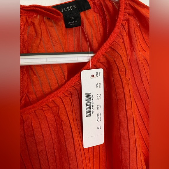 NWT J.Crew orange sheer lined tie-back top - Picture 3 of 8
